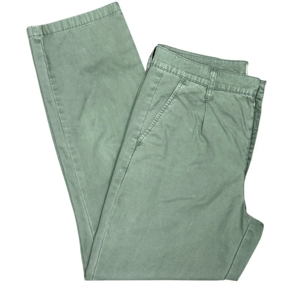 EUC Women's J. CREW Pleated‎ Slouchy Boyfriend Chino Green | Size 27